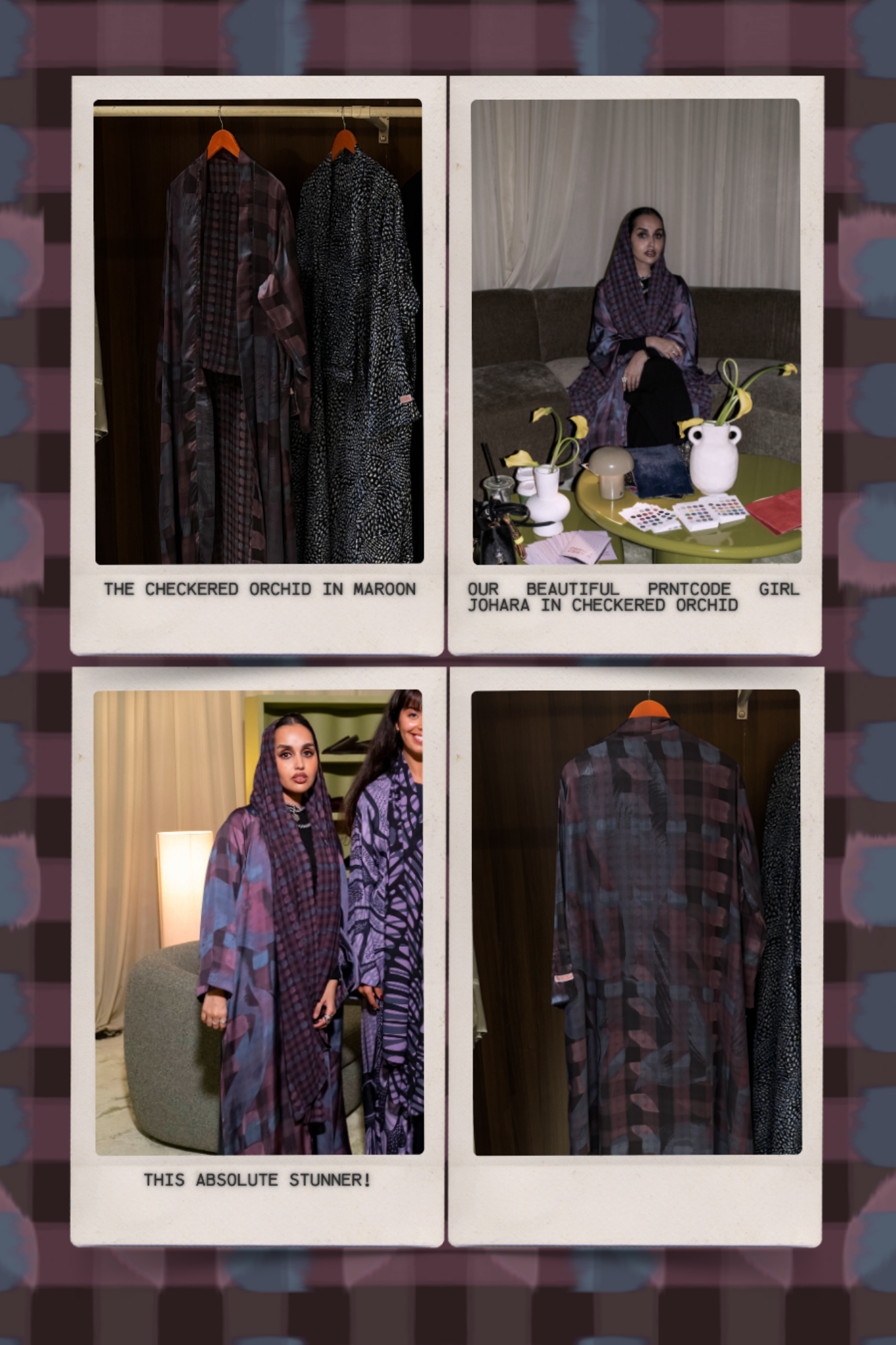 The Checkered Orchid Maroon - Reversible Abaya