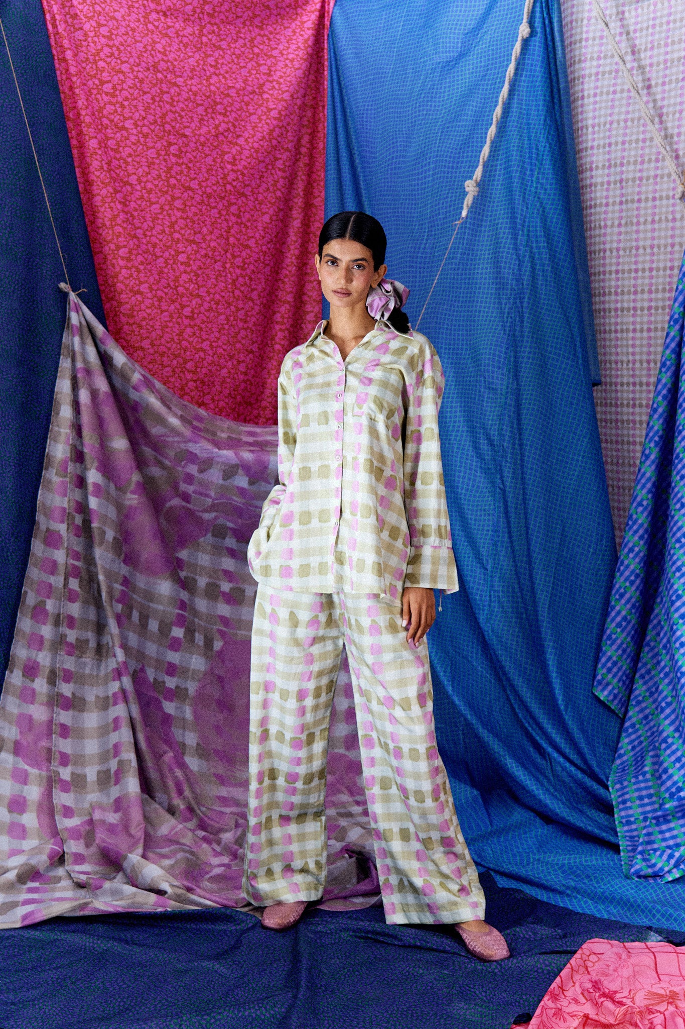The Long Sleeve Top in Checkered Orchid
