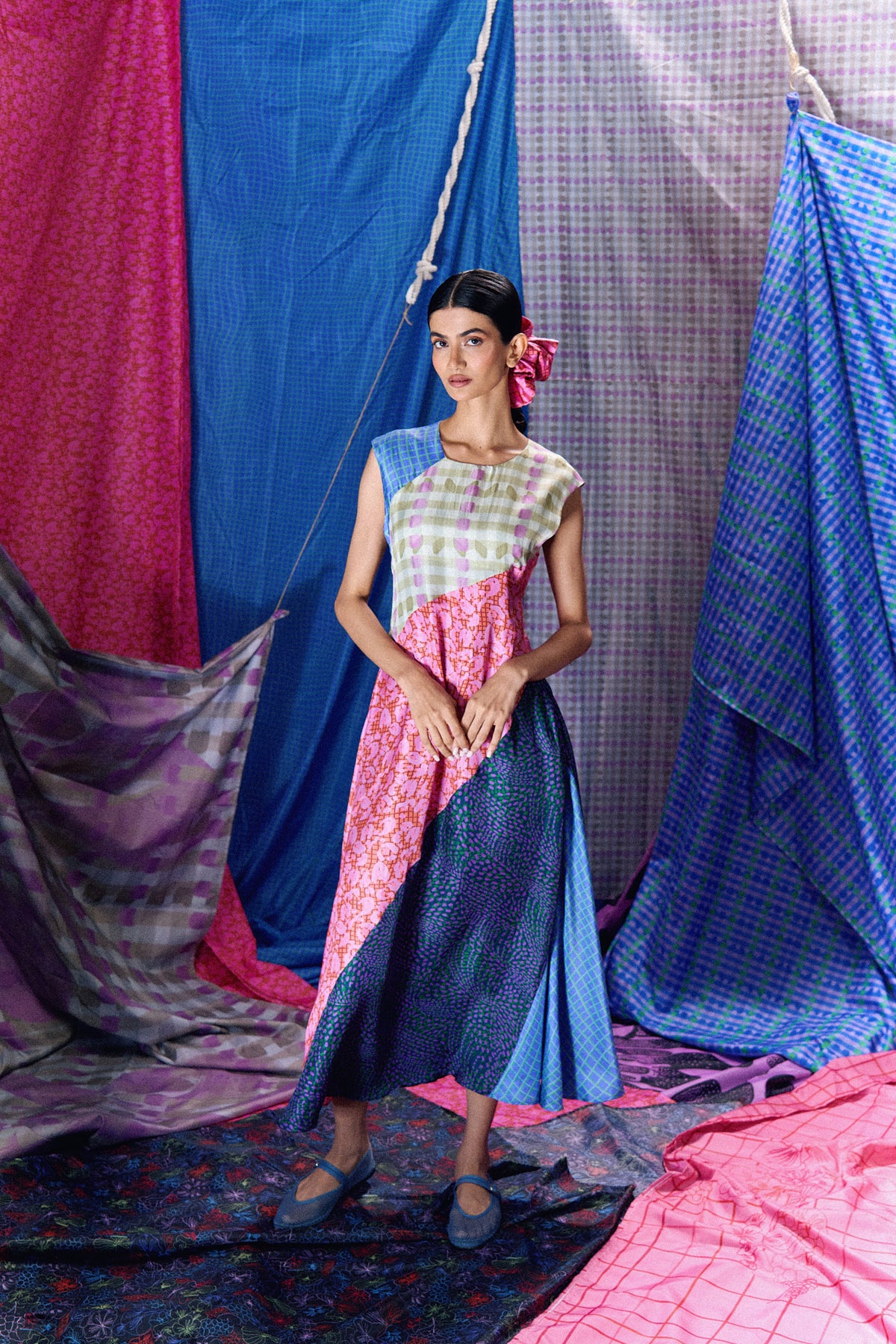 The Panel Dress in Mixed Prints