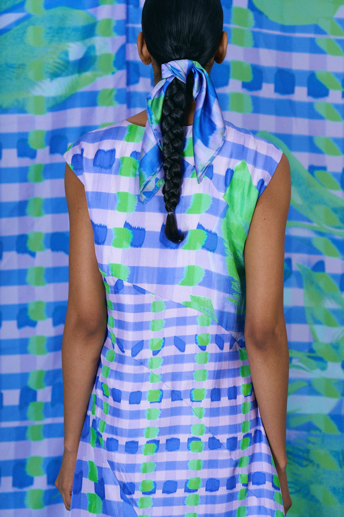 The Panel Dress in Checkered Orchid