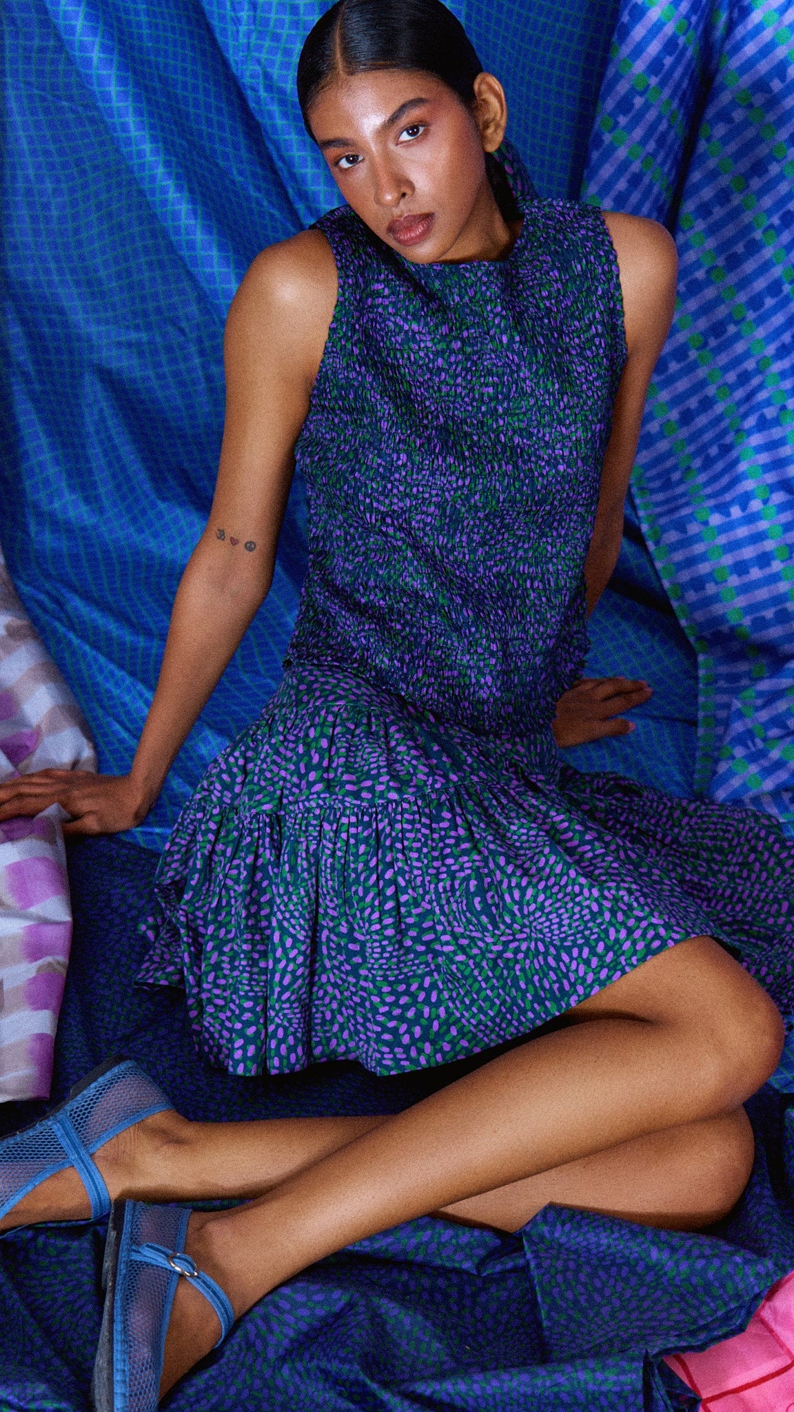 The Smocked Top in Iconic Dots