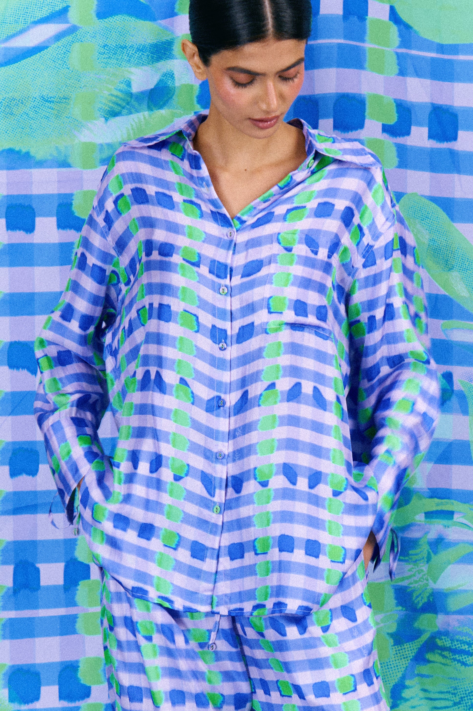 The Long Sleeve Top in Checkered Orchid